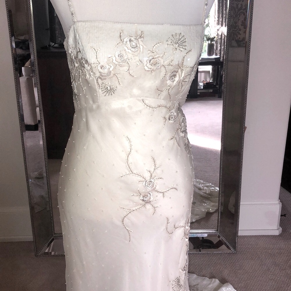 Lazaro Couture Silk Organza Bridal Gown Street Sz 6/Label 10 - Picture 7 of 12